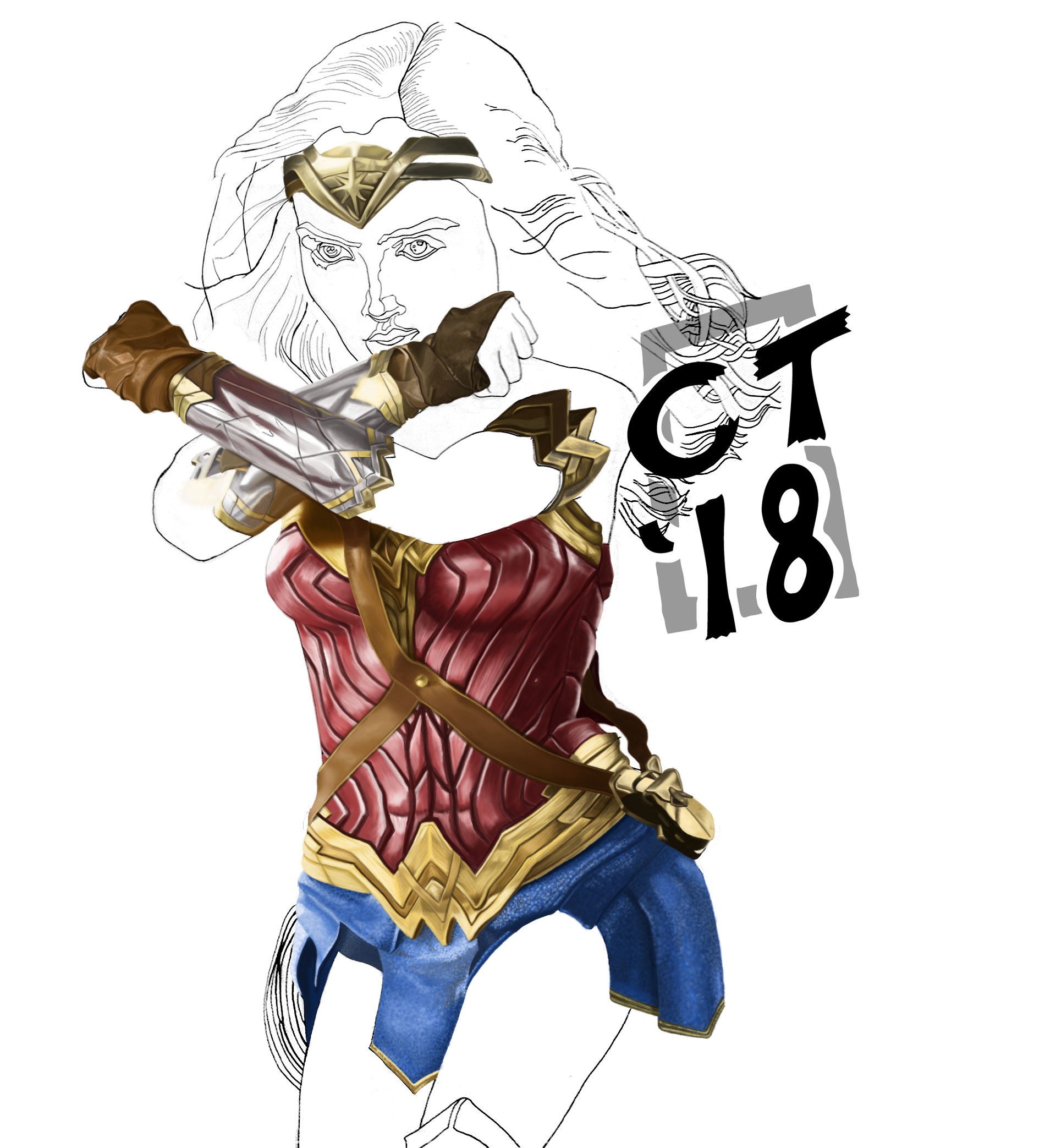 2018 unfinished wonder woman digital art image