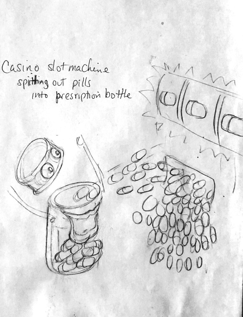 initial pill refill sketch image